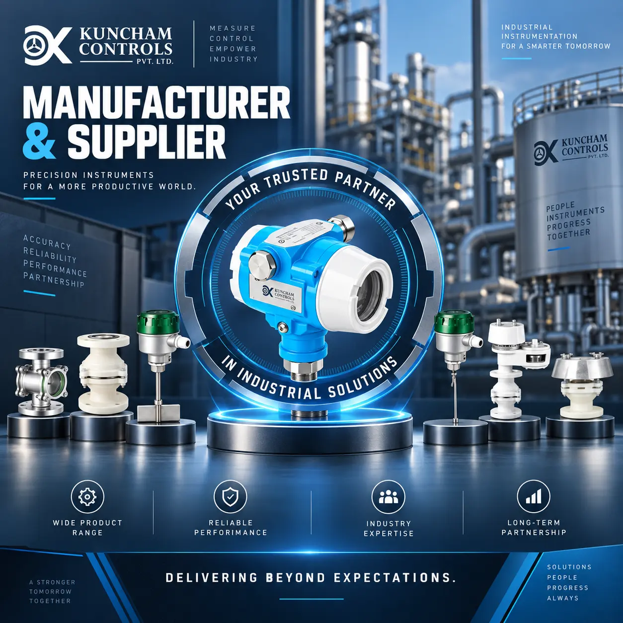 Industrial instrumentation products manufactured by Kuncham Controls